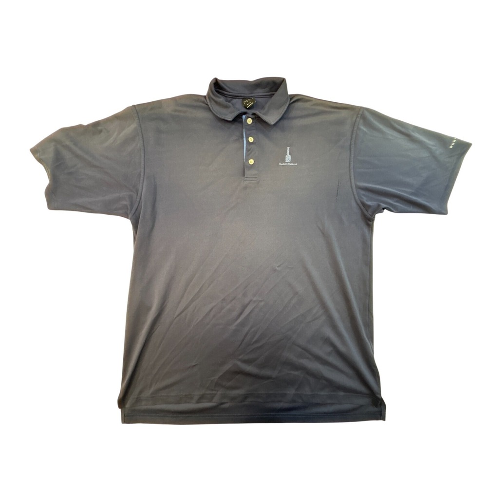 Dunning Golf Mens 2XL Navy Blue Hudson National Performance‎ Polo Shirt